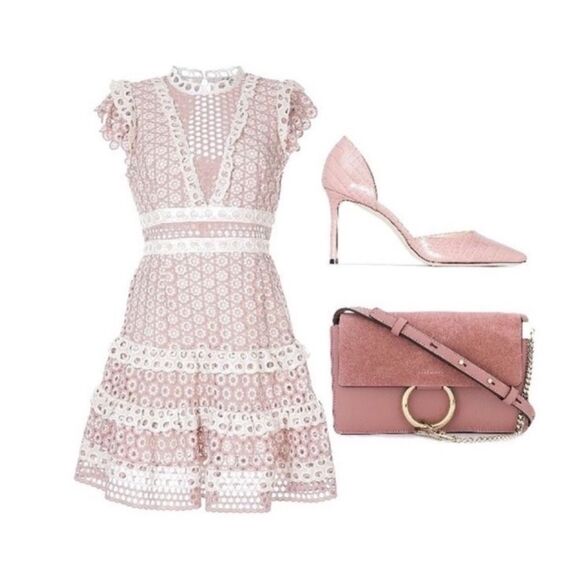 Sea New York Pink Crochet Lace Dress Coquette - Picture 3 of 13